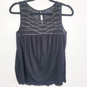 AEO - Black Crisscrossed Top Keyhole Back Tank Top